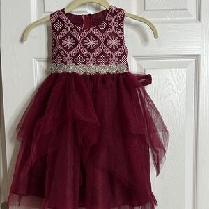 Good Girl Elegant Burgundy Kids Dress Holiday Christmas 2T